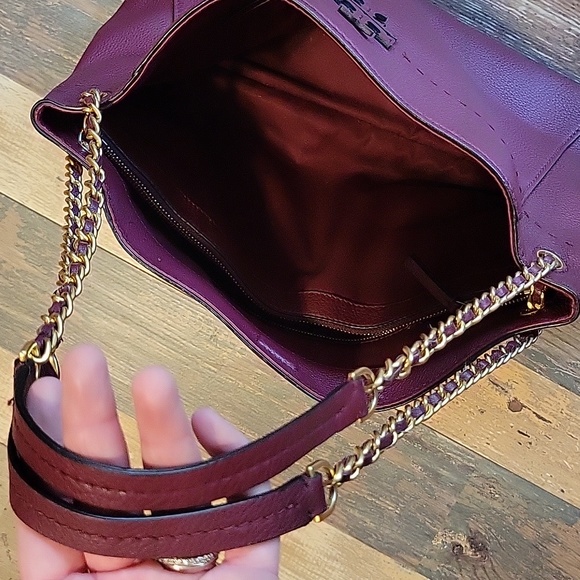 TORY BURCH Imperial Garnet McGraw Chain Slouchy Shoulder Tote - Picture 13 of 13